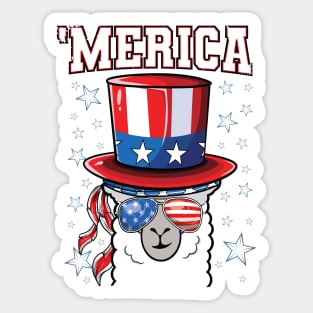 Llama 4th of July American Flag Patriotic Sticker